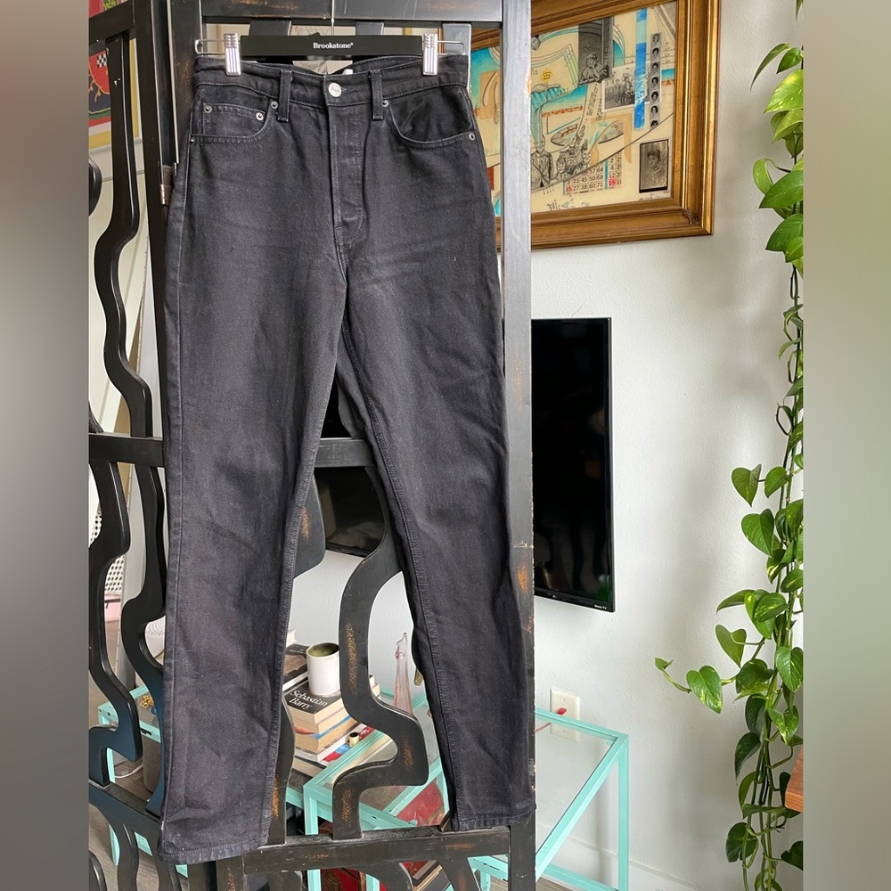 Reformation black rigged jeans, size 26